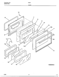 Door Diagram and Parts List for 486647C  Frigidaire Range