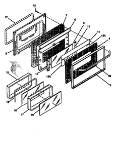 Door Diagram and Parts List for EF367CABB  Frigidaire Range