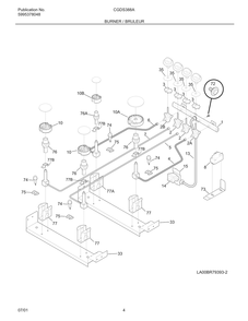 Burner / Bruleur Diagram and Parts List for CGDS388AB4  Frigidaire Range