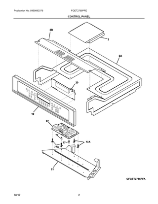 Control Panel Diagram and Parts List for FGET2765PFE  Frigidaire Wall Oven