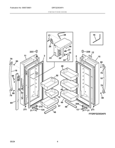 Fresh Food Door Diagram and Parts List for GRFG2353AF4  Frigidaire Refrigerator