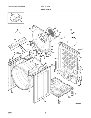 02 - CABINET/DRUM Diagram and Parts List for CARE1011MW1  Frigidaire Dryer
