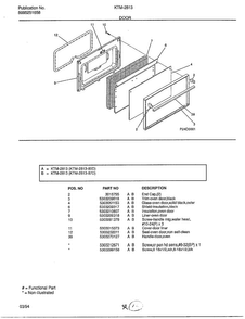 Door Diagram and Parts List for KTM-2813-80D  Frigidaire Range