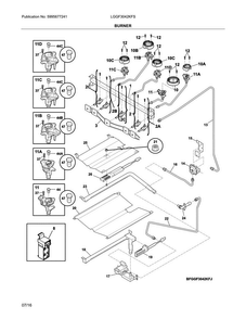 Burner Diagram and Parts List for LGGF3042KFS  Frigidaire Range
