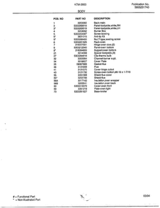 Body Page 2 Diagram and Parts List for KTM-2803  Frigidaire Range