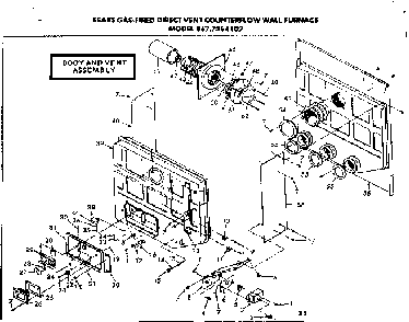 Body and vent Diagram and Parts List for 8677364102  Frigidaire Furnace
