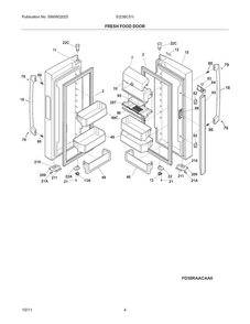 Fresh Food Door Diagram and Parts List for EI23BC51IB5  Electrolux Refrigerator