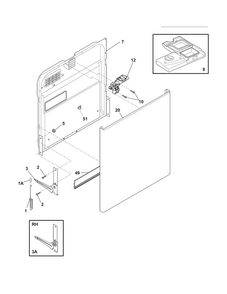 Door Diagram and Parts List for FDB1450CHB4A  Frigidaire Dishwasher