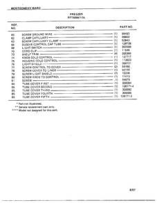 Freezer Page 7 Diagram and Parts List for 49847-7A  Frigidaire Freezer