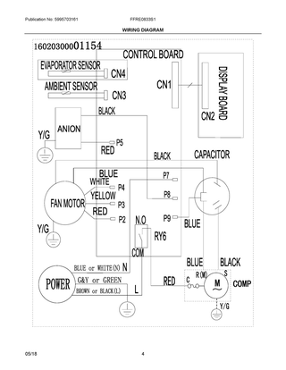 Wiring Diagram Diagram and Parts List for FFRE0833S15  Frigidaire Air Conditioner