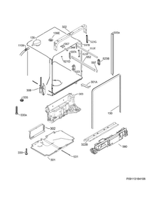 Tub & Frame Diagram and Parts List for FGID2477RF1A  Frigidaire Dishwasher