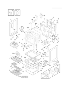 Body Diagram and Parts List for LGEF3033KQF  Frigidaire Range