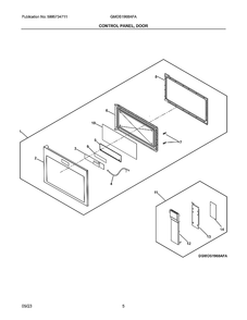 Control Panel, Door Diagram and Parts List for GMOS1968AFA  Frigidaire Air Conditioner