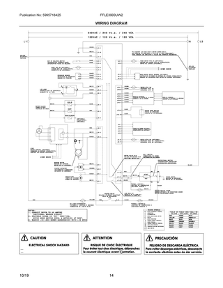 Wiring Diagram Diagram and Parts List for FFLE3900UW2  Frigidaire Washer Dryer Combo