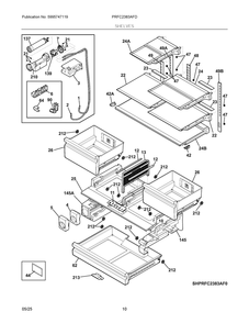 Shelves Diagram and Parts List for PRFC2383AFD  Frigidaire Refrigerator