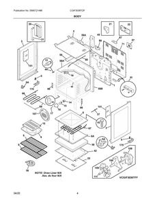 Body Diagram and Parts List for CGIF3036TDF  Frigidaire Range