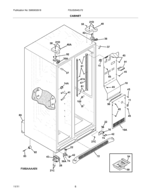 07 - CABINET Diagram and Parts List for FGUS2642LF2  Frigidaire Refrigerator
