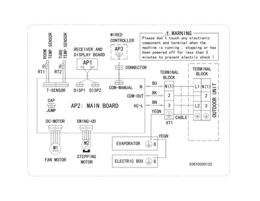 Wiring Diagram Diagram and Parts List for FFHP123WS20  Frigidaire Air Conditioner