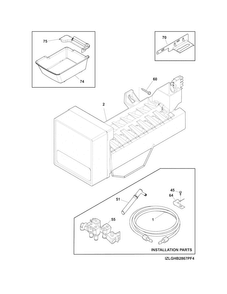 Freezer Ice Maker Diagram and Parts List for LGHB2867PFGA  Frigidaire Refrigerator