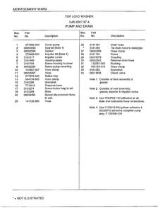 Top Load Washer/ Pump And Drain Page 2 Diagram and Parts List for 6507-87A  Frigidaire Washer