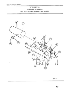 Gas Valve/burner Assembly/sensor Diagram and Parts List for 8308-87C  Frigidaire Dryer