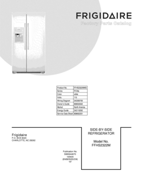 01 - COVER Diagram and Parts List for FFHS2322MWD  Frigidaire Refrigerator