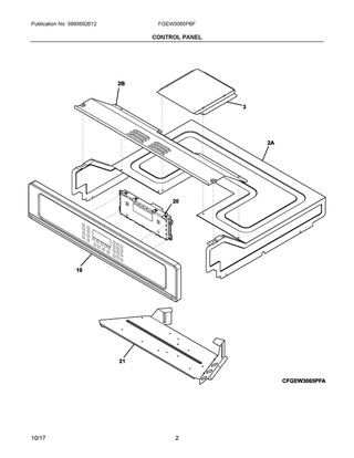 Control Panel Diagram and Parts List for FGEW3065PBF  Frigidaire Wall Oven