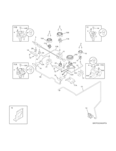 Burner Diagram and Parts List for CPDS3085PFA  Frigidaire Range
