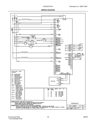 Wiring Diagram Diagram and Parts List for FPEH3077RFH  Frigidaire Range