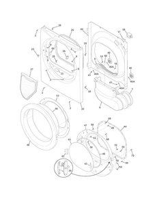Front Panel/lint Filter Diagram and Parts List for FASG7021NW2  Frigidaire Dryer
