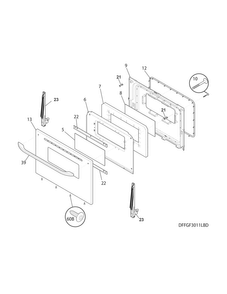 Door Diagram and Parts List for FFGF3011LWF  Frigidaire Range