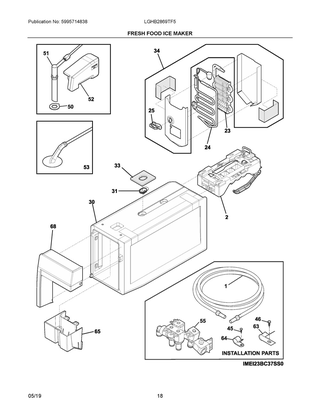 Fresh Food Ice Maker Diagram and Parts List for LGHB2869TF5  Frigidaire Refrigerator