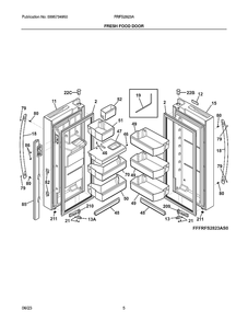 Fresh Food Door Diagram and Parts List for FRFS2823AD3  Frigidaire Refrigerator