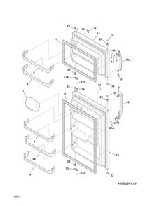 Doors Diagram and Parts List for 2536321201A  Kenmore Refrigerator