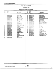Tubs/agitator/air Bell Page 2 Diagram and Parts List for 6507-87D  Frigidaire Washer