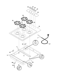 Main Top Diagram and Parts List for FLC30C3AUB  Frigidaire Cooktop