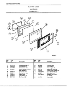 Backguard Page 3 Diagram and Parts List for 4869A  Frigidaire Range