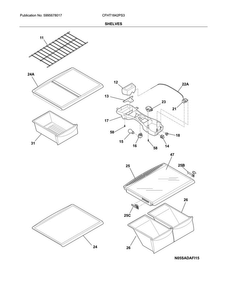 Shelves Diagram and Parts List for CFHT1842PS3  Frigidaire Refrigerator