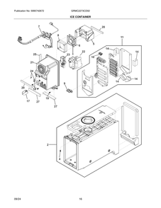 Ice Container Diagram and Parts List for GRMC2273CD02  Frigidaire Refrigerator