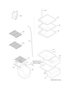 Shelves Diagram and Parts List for FFHS2611PFCA  Frigidaire Refrigerator