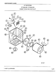 Cabinet Drum And Heat Duct Diagram and Parts List for 8348B  Frigidaire Dryer