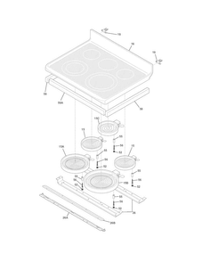 Main Top Diagram and Parts List for FGEF304DKFE  Frigidaire Range