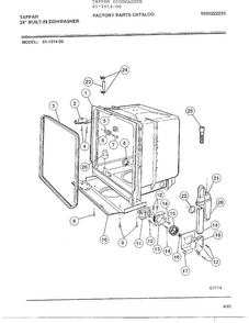 Tappan 24" Built-in Dishwasher Page 4 Diagram and Parts List for 61-1014-00  Frigidaire Dishwasher