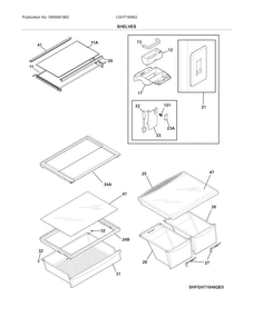 Shelves Diagram and Parts List for LGHT1846QF4  Frigidaire Refrigerator