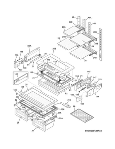 Shelves Diagram and Parts List for EW23BC85KSAA  Electrolux Refrigerator