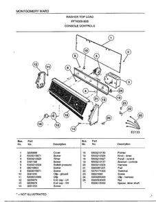 Console Controls Diagram and Parts List for 6009-80B  Frigidaire Washer