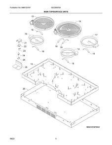 Maintop/Surface Units Diagram and Parts List for GCCE3670AS  Electrolux Cooktop