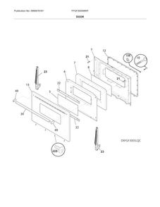 Door Diagram and Parts List for FFGF3005MWF  Frigidaire Range