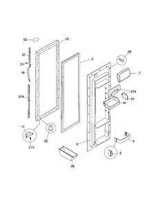Refrigerator Door Diagram and Parts List for FRS20ZGGB3  Frigidaire Refrigerator