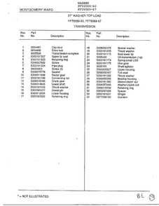 Transmission Page 2 Diagram and Parts List for 6589-80  Frigidaire Washer